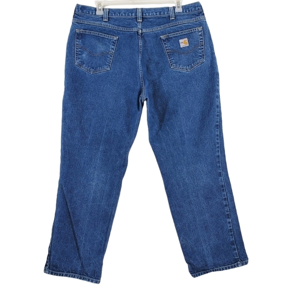 Carhartt FR Blue Jeans Mens 42 (40)x30 Hi Rise Relaxed Wide Leg Med Wash 280-83 - Picture 1 of 14